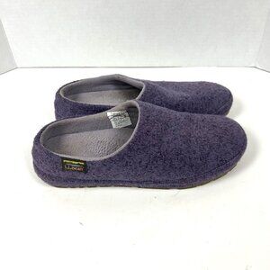 LL Bean Womens Purple Knit Slip On Round Toe Sweater Fleece Slippers Size‎ 7 M